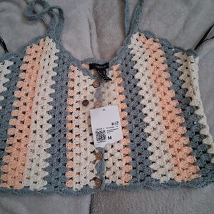 Forever 21 Multicolor Crochet Crop Top